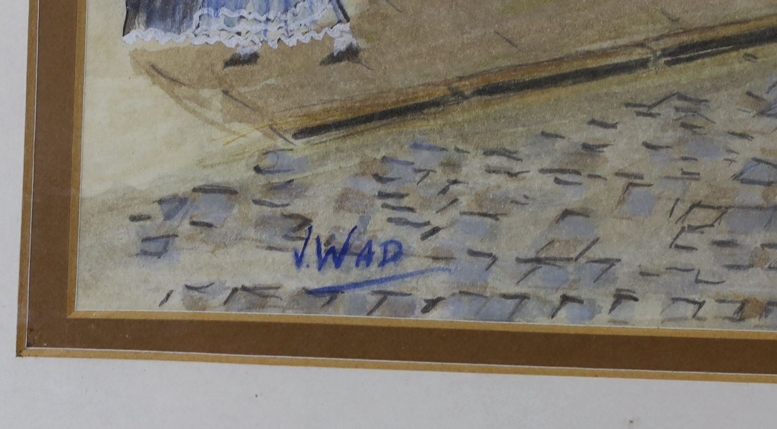 V. Wad, crayon and watercolour, 'Moulin Rouge', signed, 33 x 47cm
